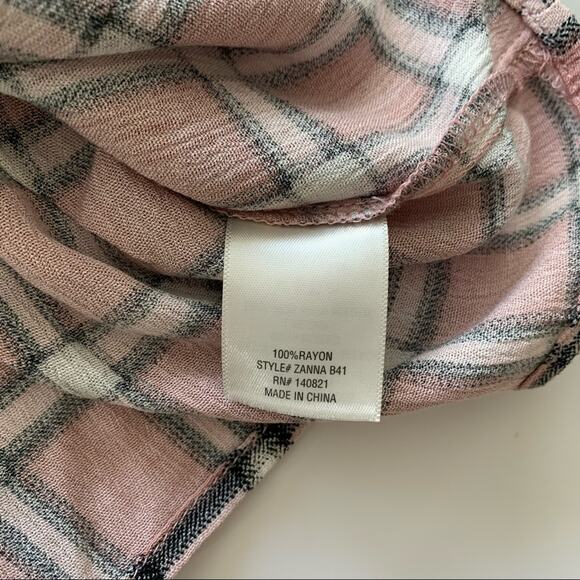 Via Penny Lane Reworked Apparel Hit Me Baby One More Wine Button Up Plaid Shirt - Picture 8 of 9